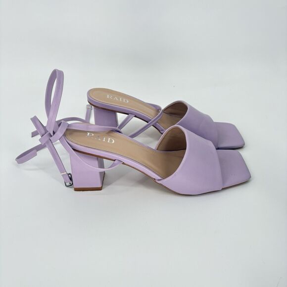Asos Raid Naya Tie Ankle Mid Heeled Sandals In Lilac  US 7 - Picture 8 of 11